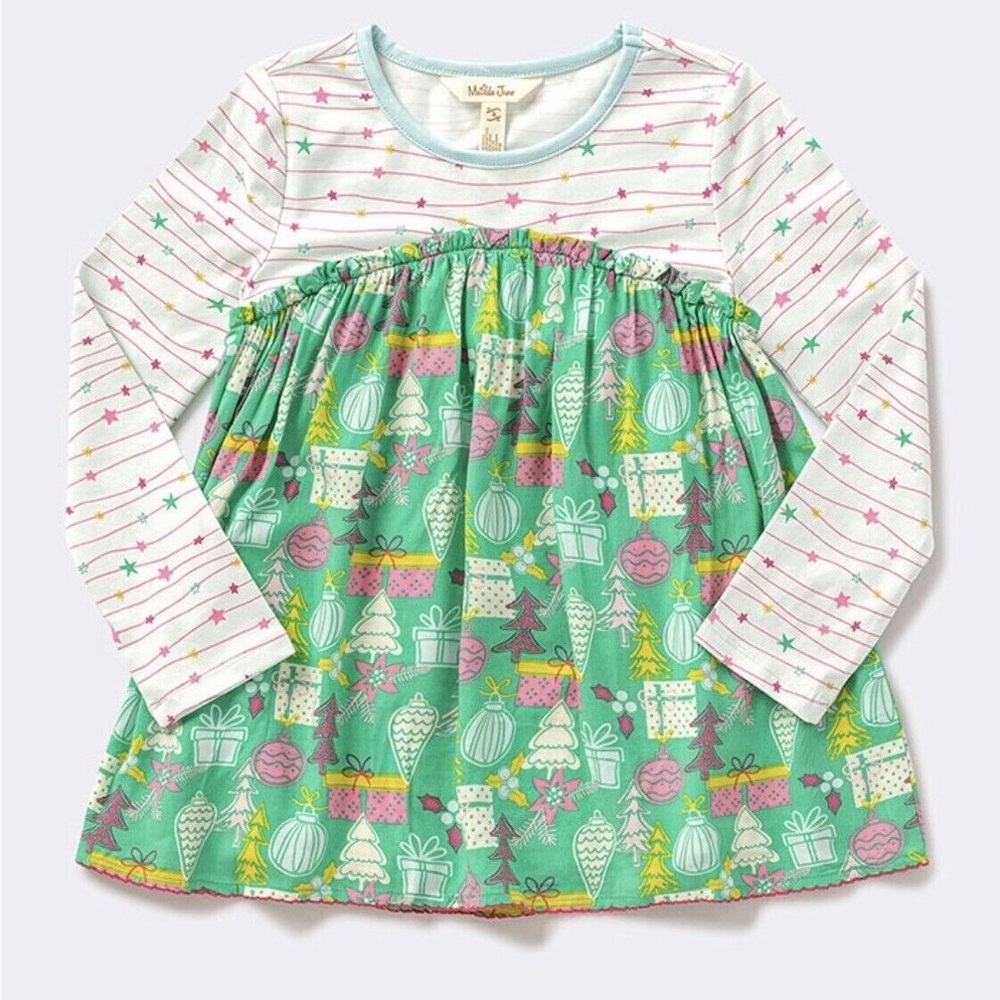 Matilda Jane Girls Wondermint Christmas Winter Dreamscape Ornament Top Size 6
